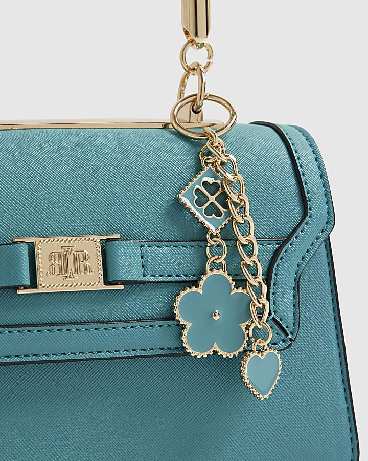 River Island Blue Metal Handle Tote Bag