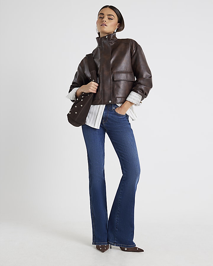 River Island Blue Mid Rise Bootcut Jeans