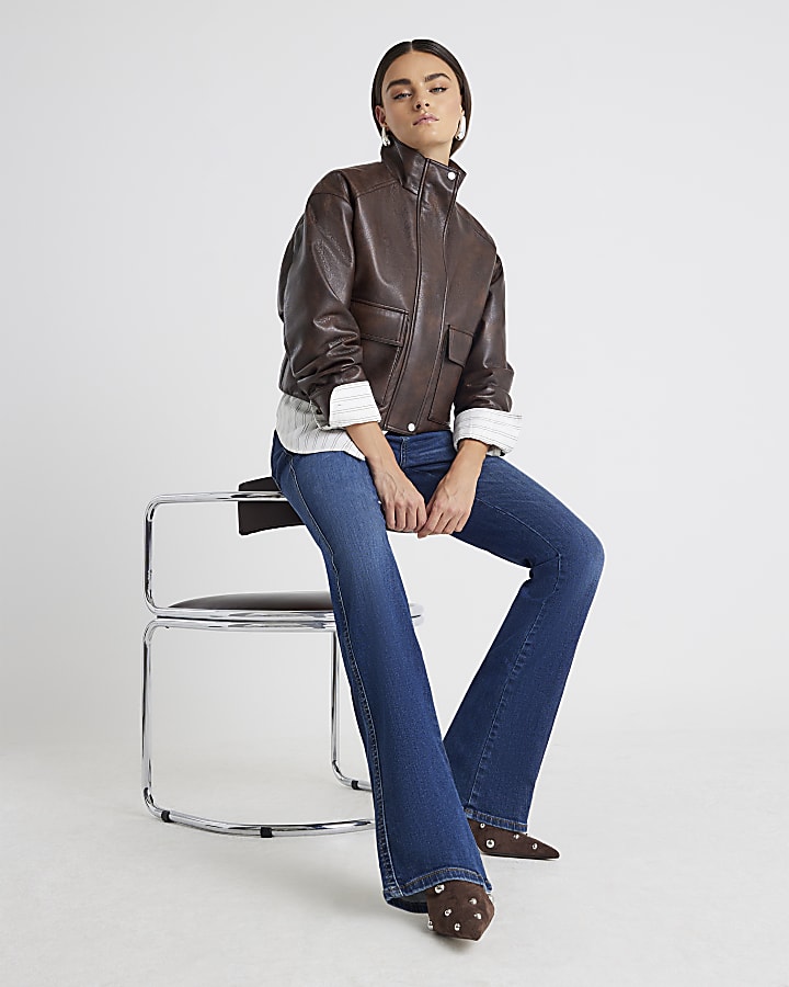 River Island Blue Mid Rise Bootcut Jeans