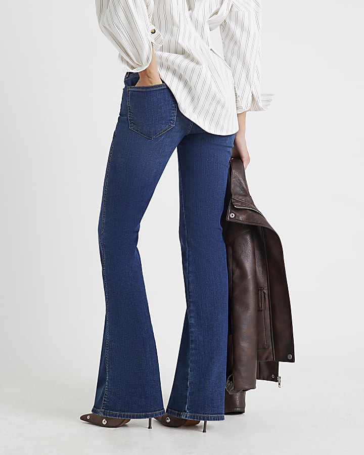 River Island Blue Mid Rise Bootcut Jeans