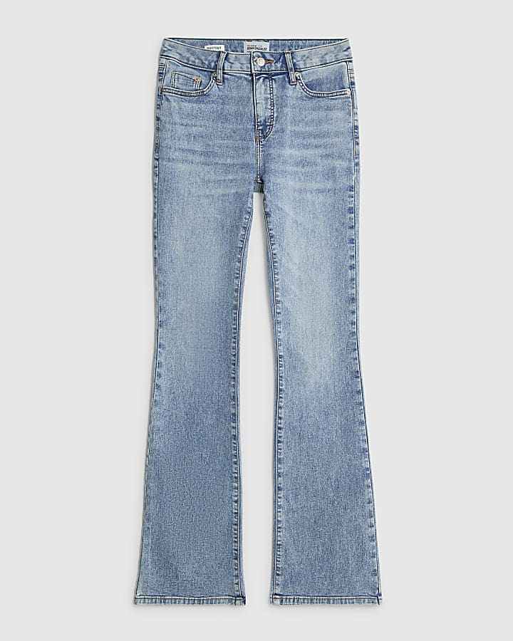 river island Blue Mid Rise Flared Jeans