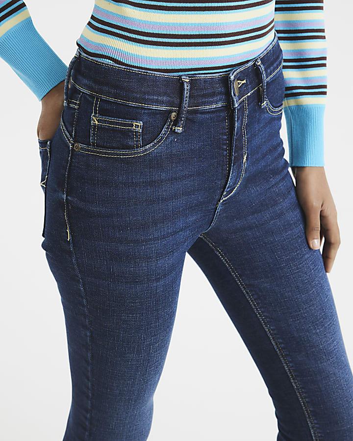 River Island Blue Mid Rise Molly Sculpted Jeans