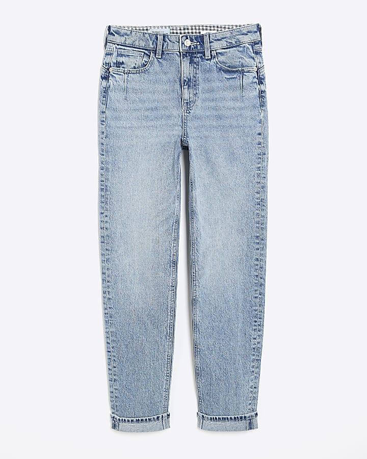river island Blue Mid Rise Sculpt Mom Jeans
