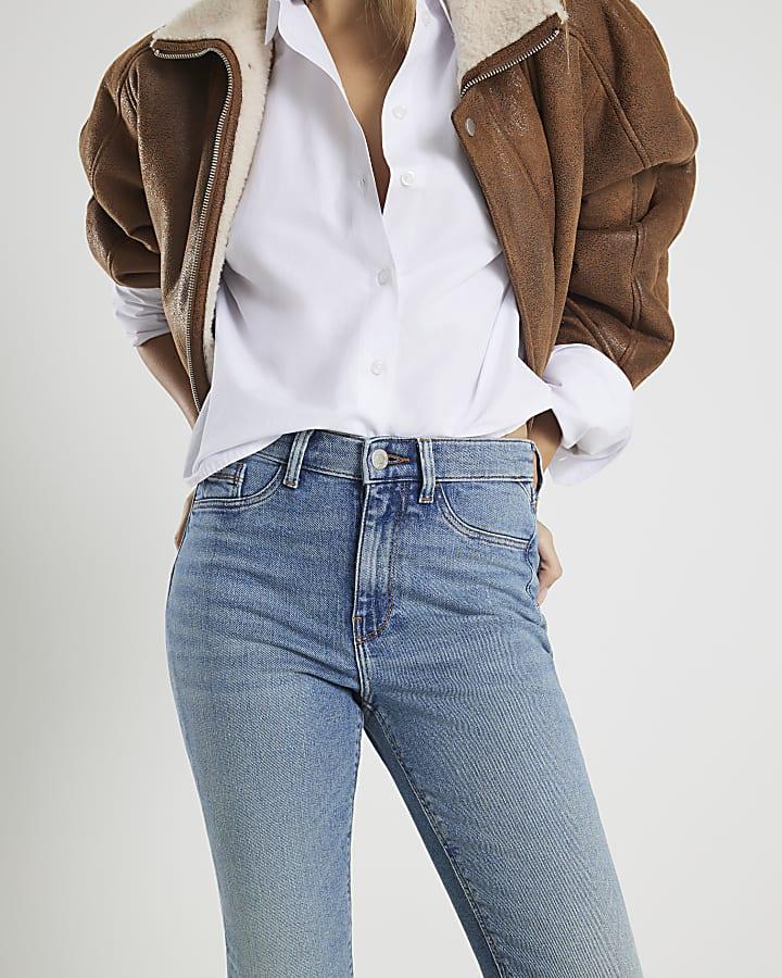River Island Blue Mid Rise Sculpt Skinny Jeans