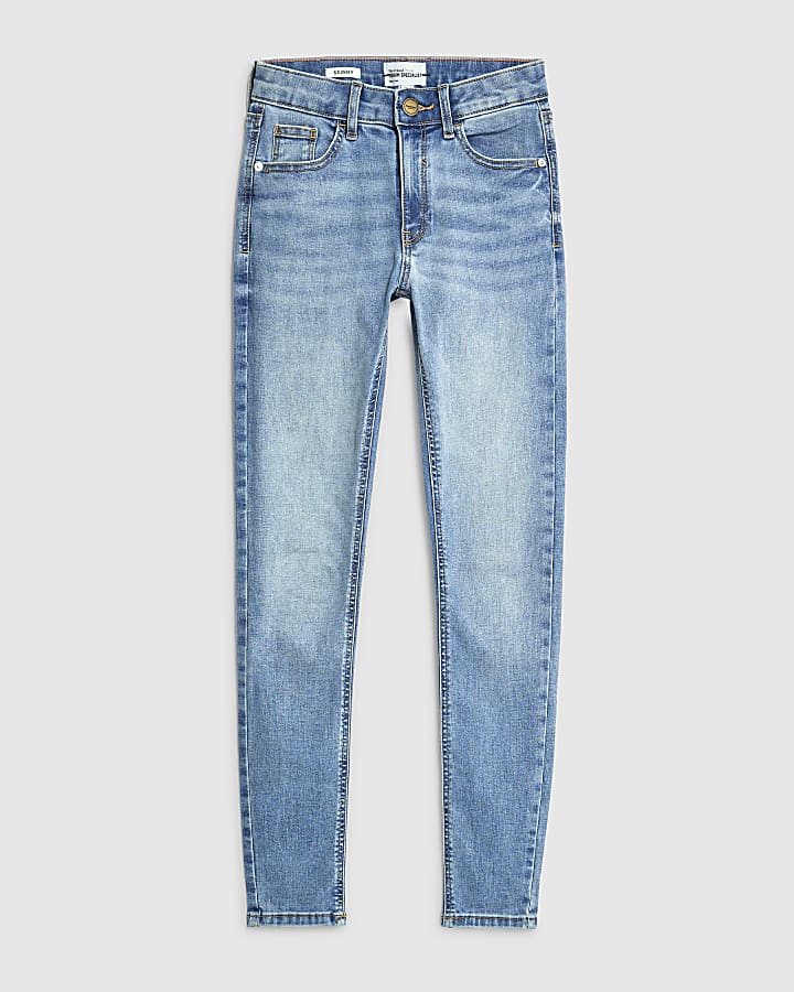 river island Blue Mid Rise Skinny Jeans