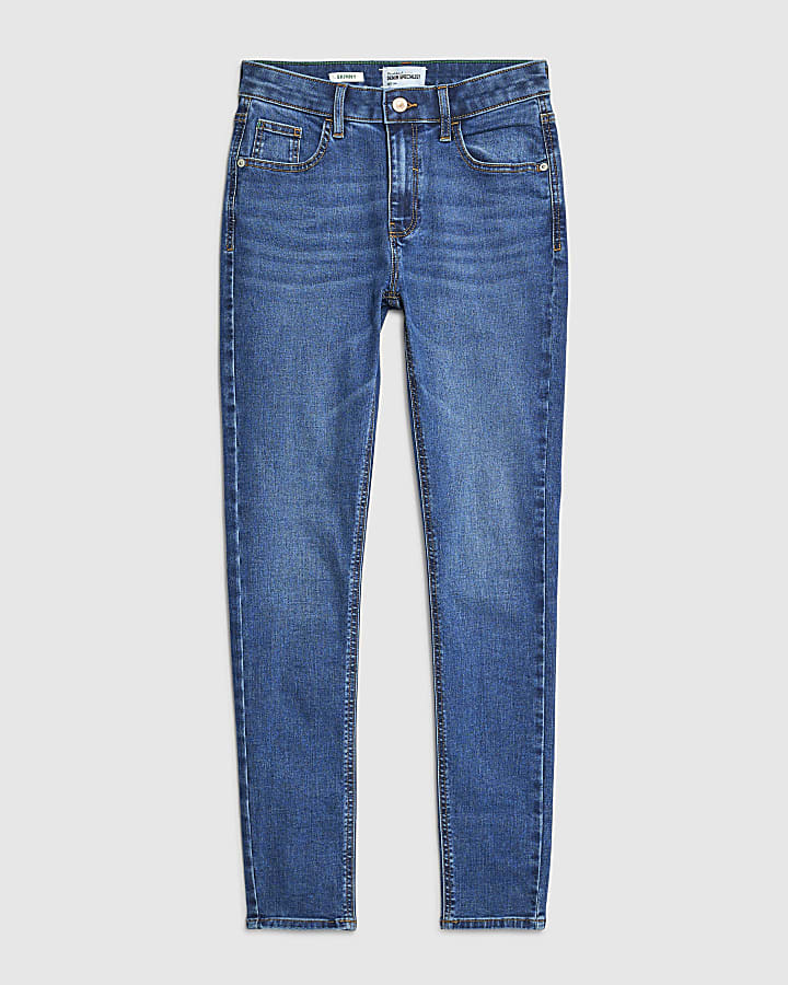 river island Blue Mid Rise Skinny Jeans