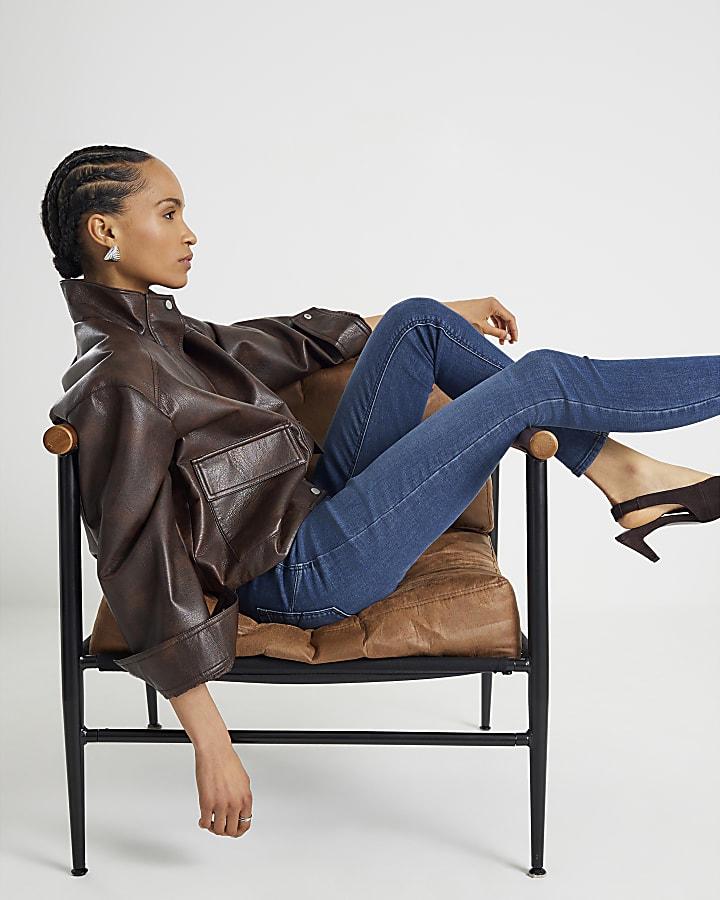 River Island Blue Molly Mid Rise Sculpt Jeans