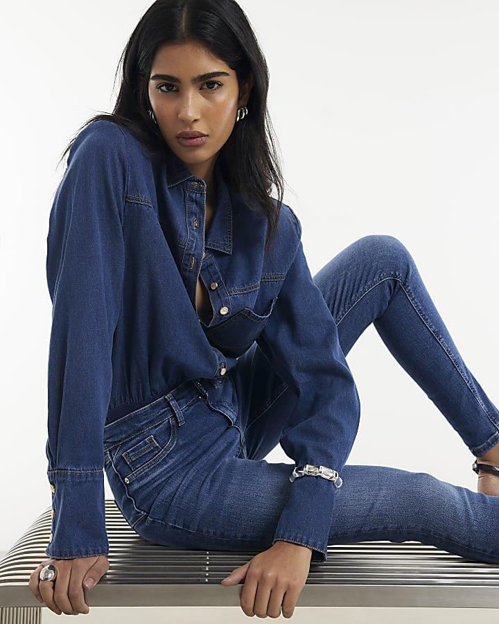 River Island Blue Molly Sculpt Skinny Jeans