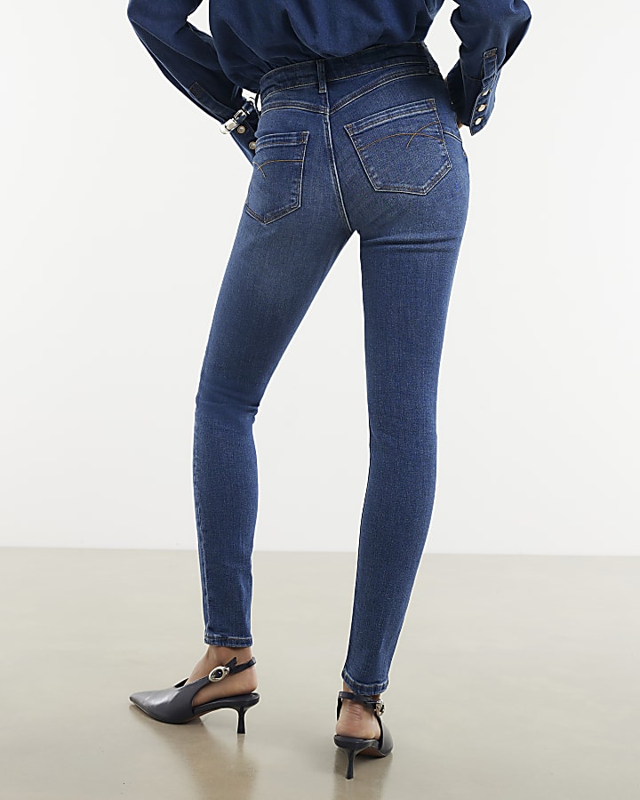 River Island Blue Molly Sculpt Skinny Jeans