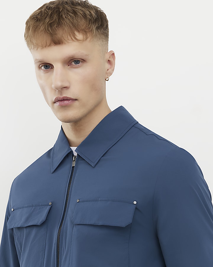 River Island Blue Muscle Fit Shacket