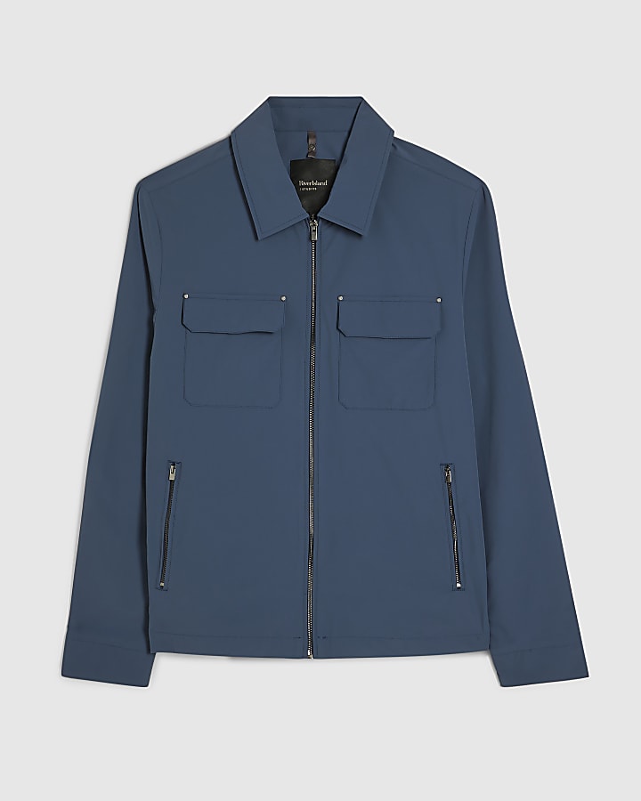 river island Blue Muscle Fit Shacket