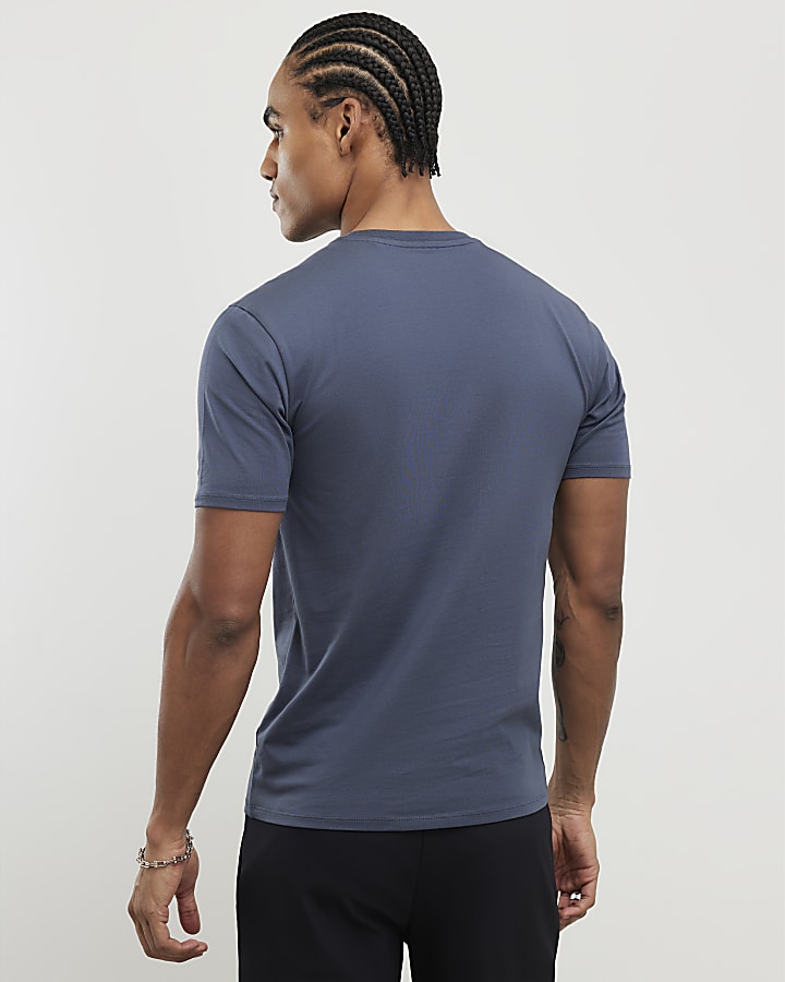 River Island Blue Muscle Fit T-Shirt