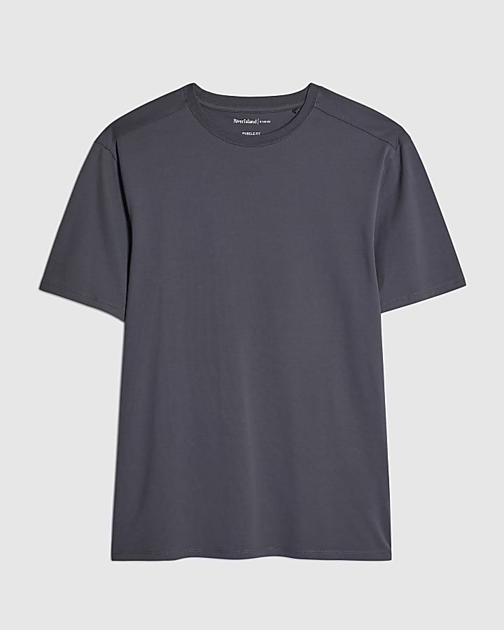 river island Blue Muscle Fit T-Shirt