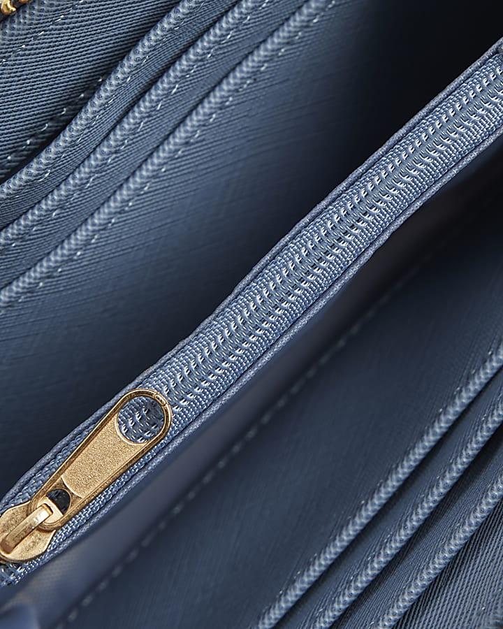 river island Blue Paisley Print Embroidered Purse