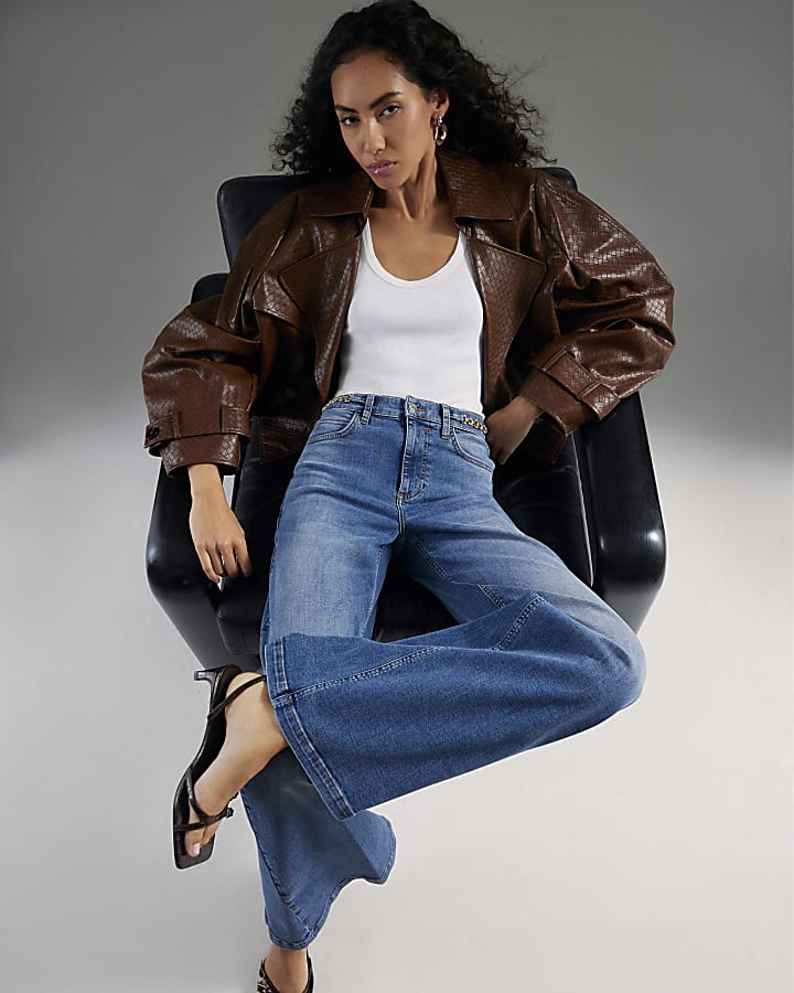 River Island Blue Palazzo Wide Leg Jeans