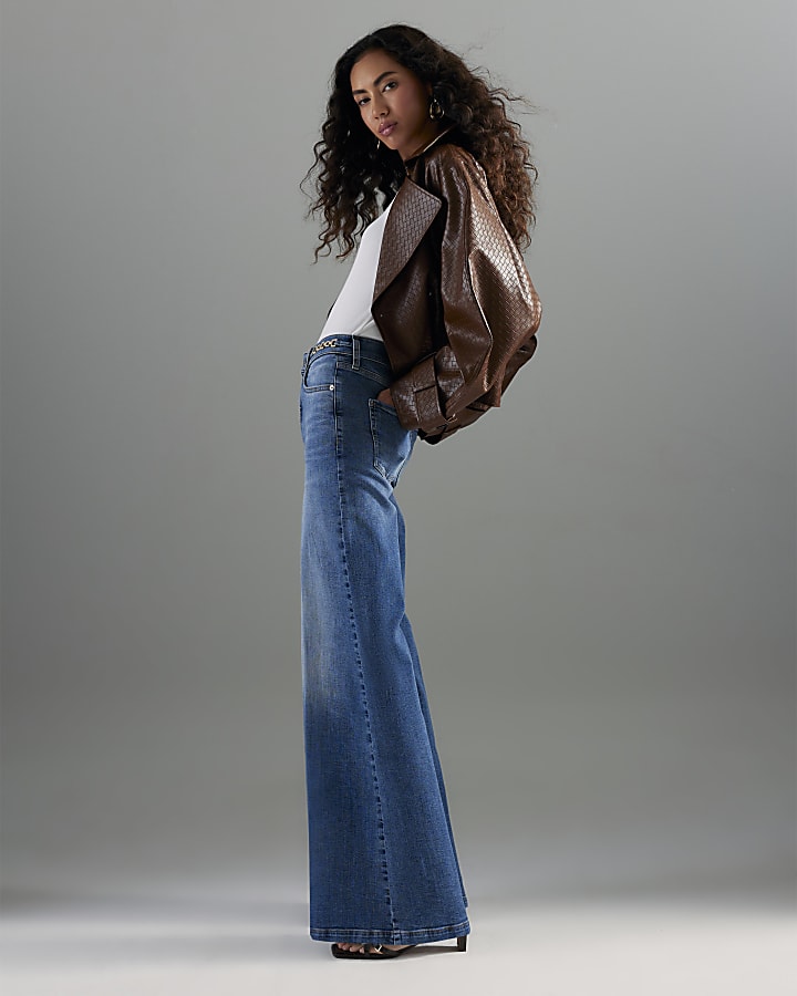 River Island Blue Palazzo Wide Leg Jeans