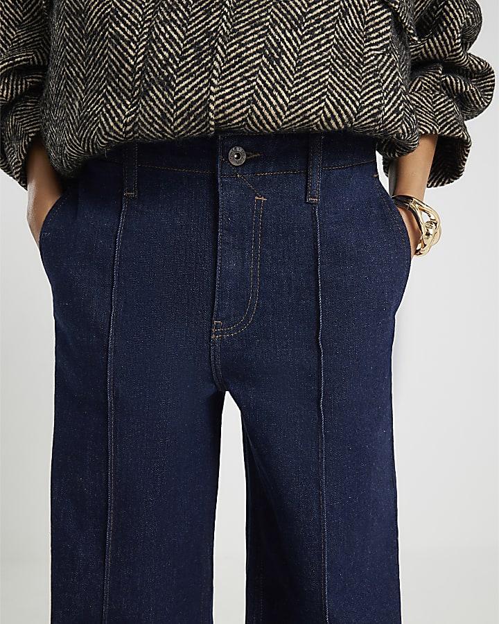 River Island Blue Pin Seam Loose Fit Jeans