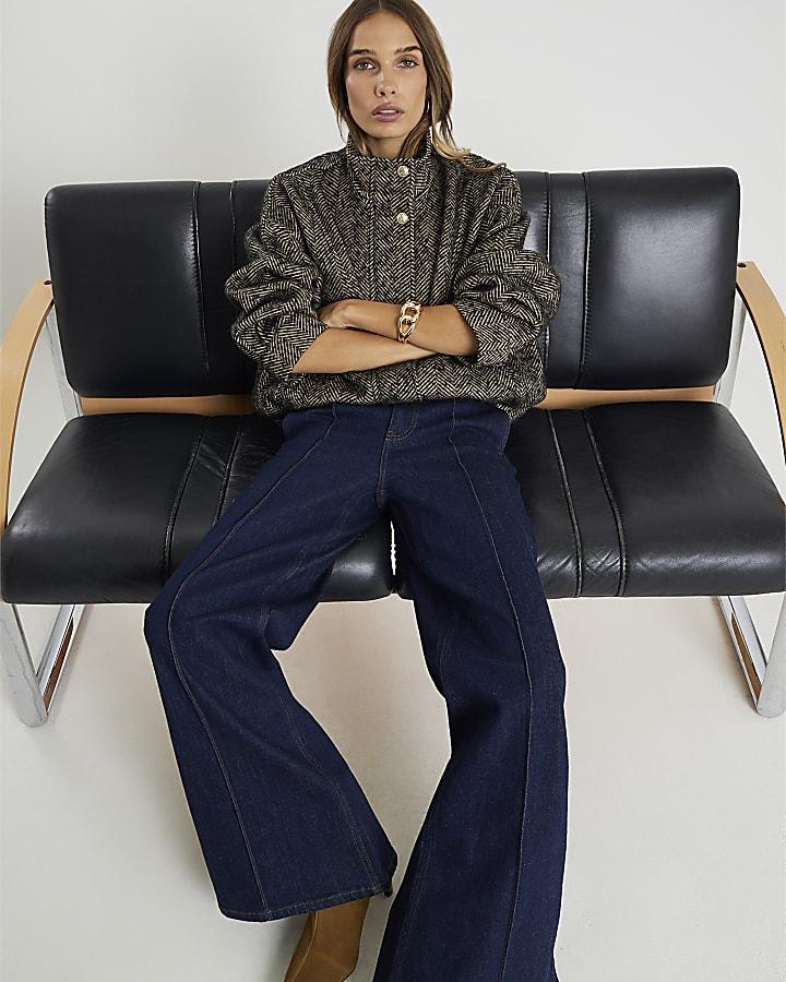 River Island Blue Pin Seam Loose Fit Jeans