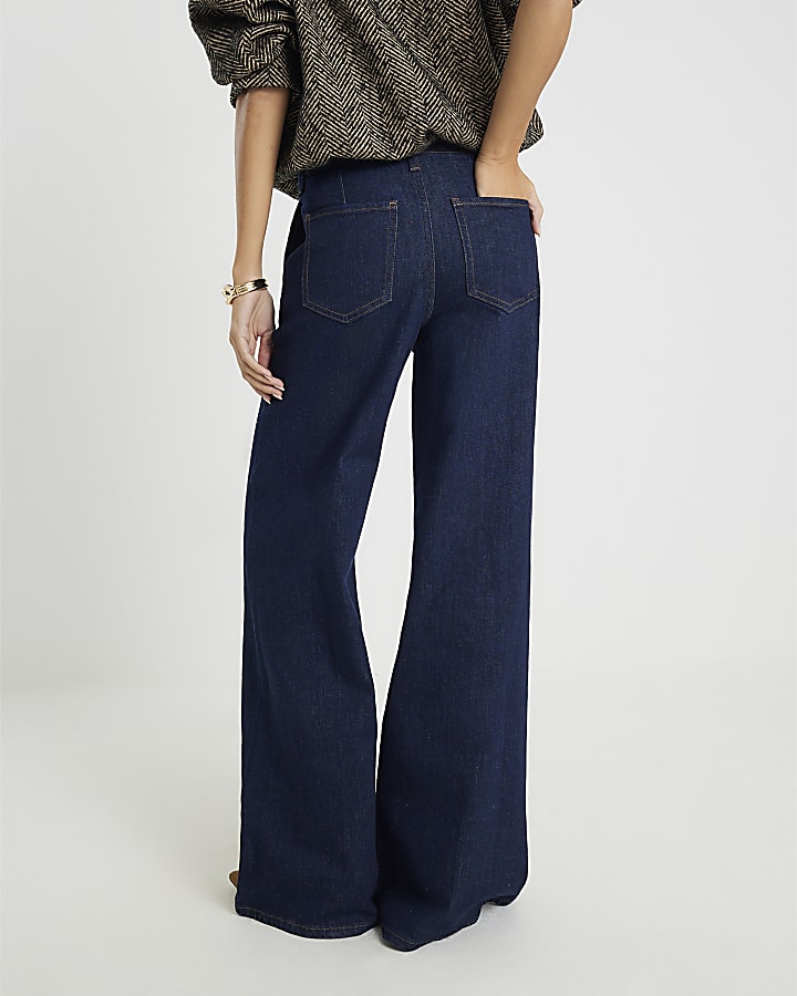 River Island Blue Pin Seam Loose Fit Jeans
