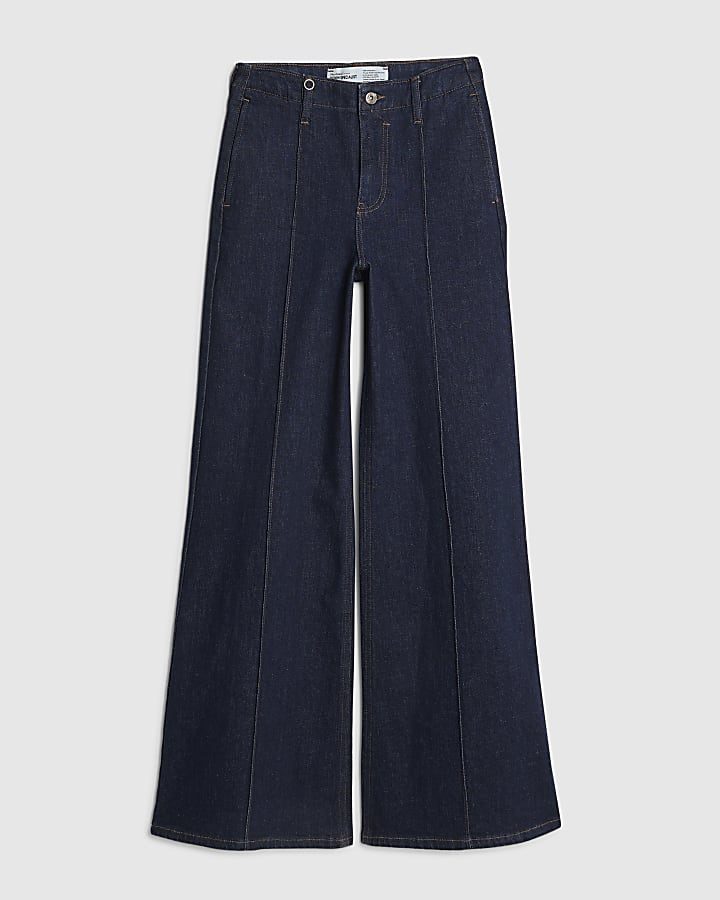 river island Blue Pin Seam Loose Fit Jeans