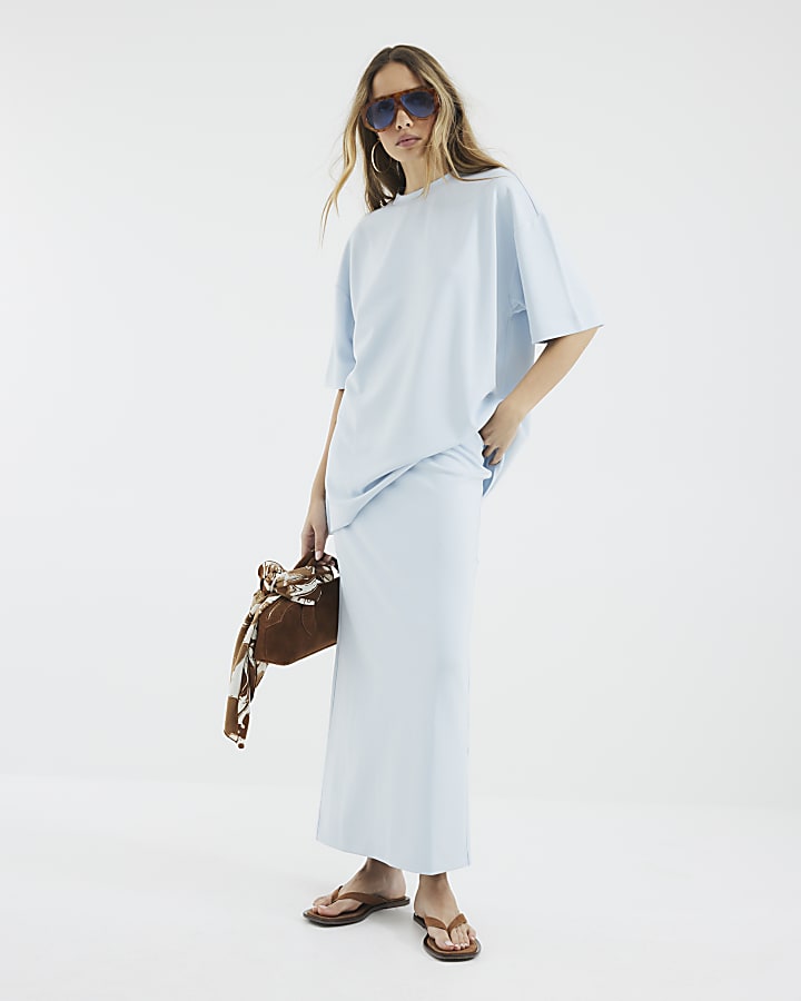 River Island Blue Premium Maxi Skirt