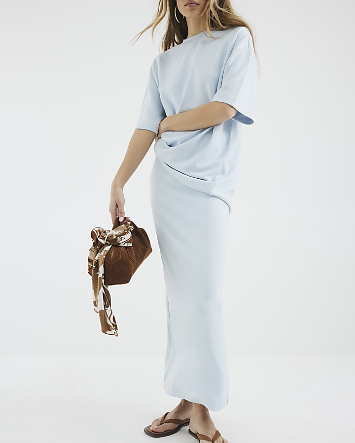 River Island Blue Premium Maxi Skirt
