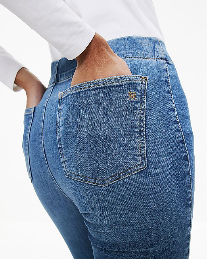 River Island Blue Pull-On Sculpt Flared Jeans
