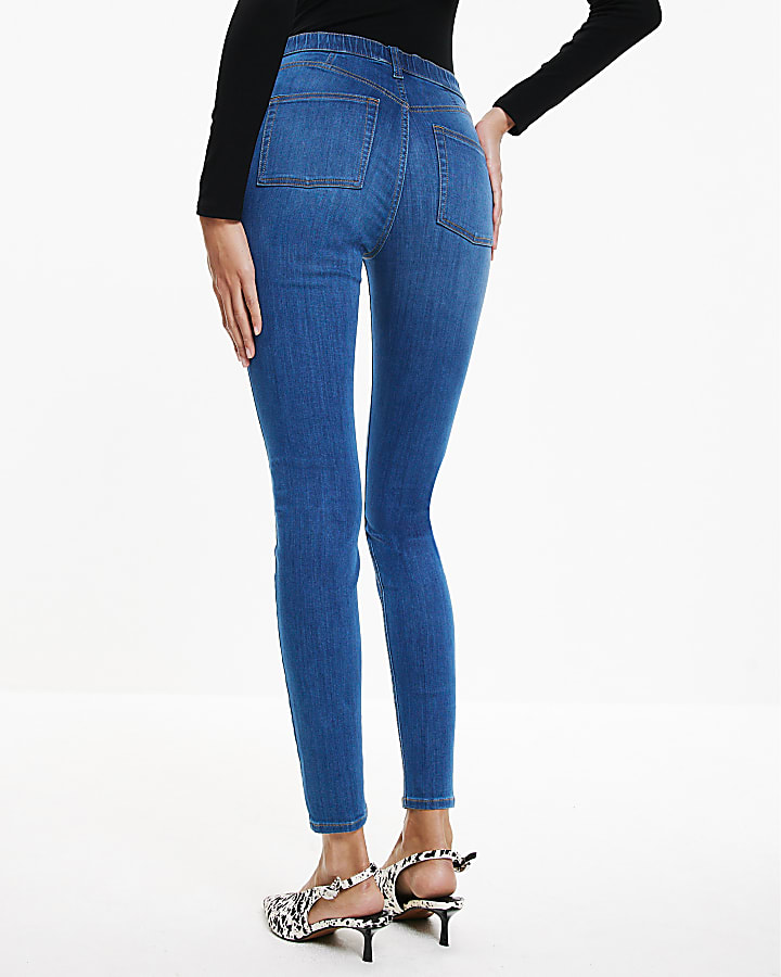River Island Blue Pull-On Sculpt Skinny Jeans
