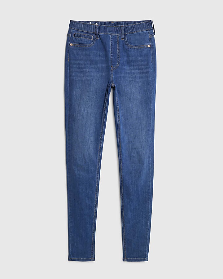 river island Blue Pull-On Sculpt Skinny Jeans