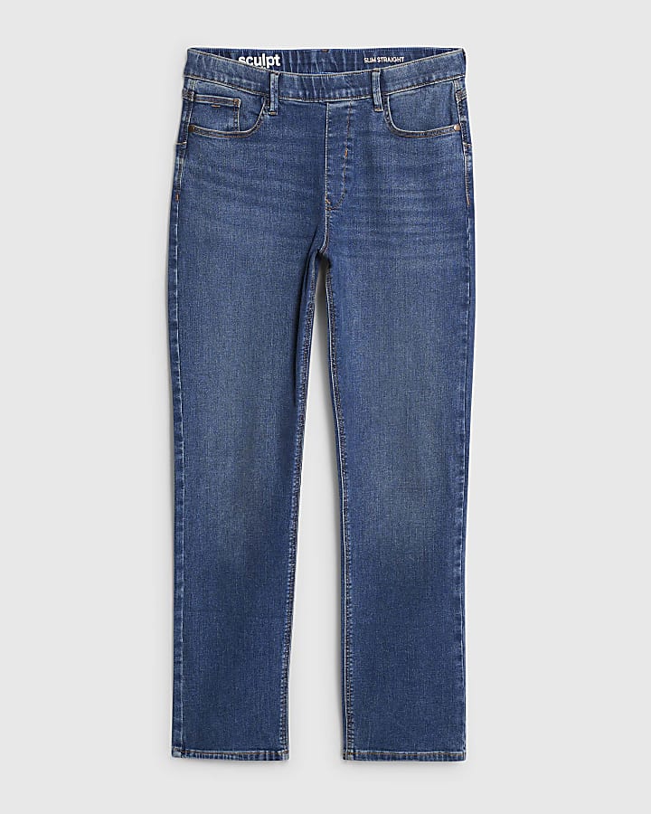 river island Blue Pull-On Sculpt Slim Jeans