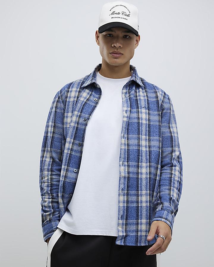 River Island Blue Regular Fit Check Shirt