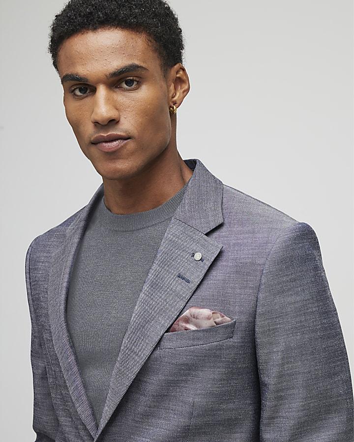 River Island Blue Regular Fit Denim Suit Jacket