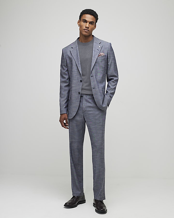 River Island Blue Regular Fit Denim Suit Jacket