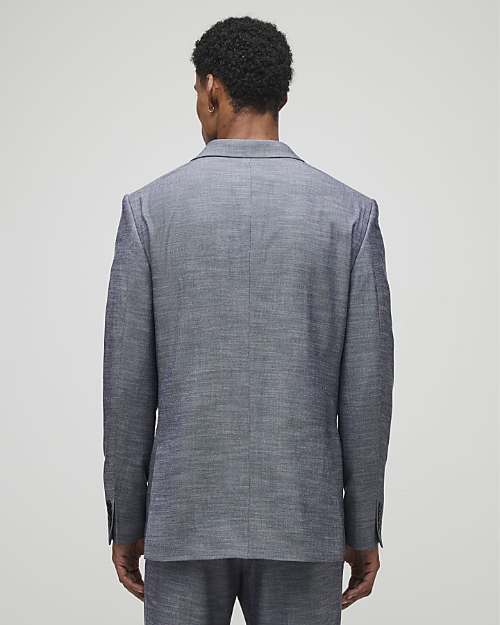 River Island Blue Regular Fit Denim Suit Jacket
