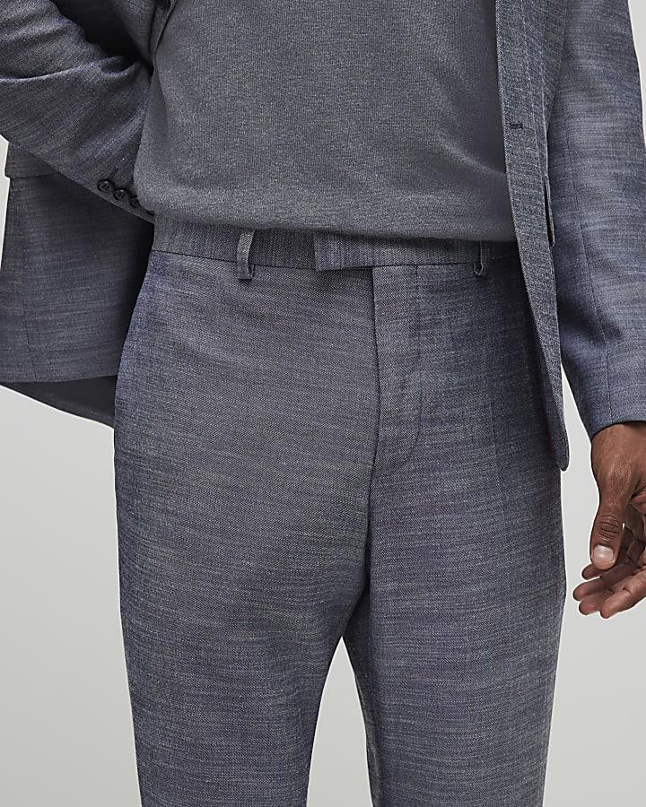 River Island Blue Regular Fit Denim Suit Trousers