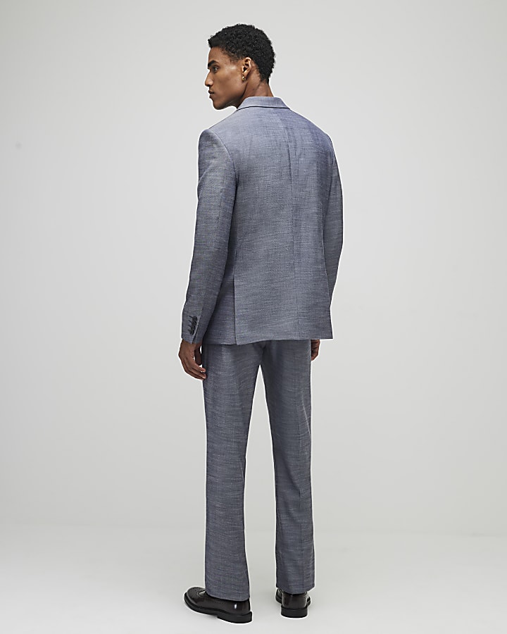 River Island Blue Regular Fit Denim Suit Trousers