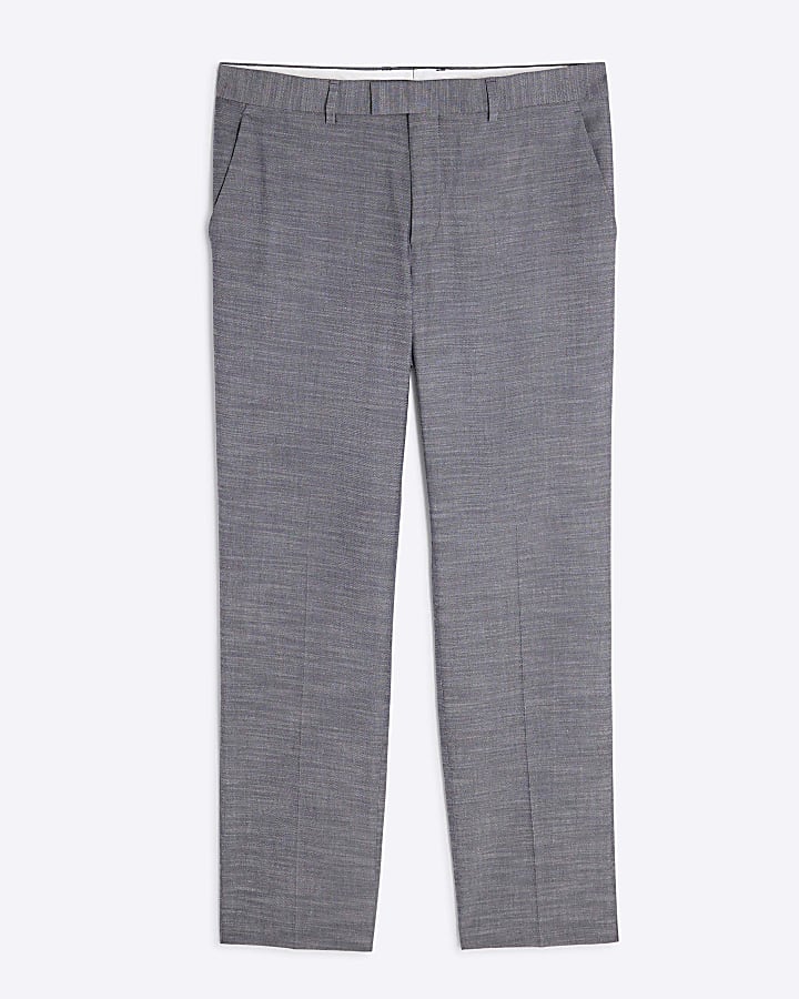 river island Blue Regular Fit Denim Suit Trousers