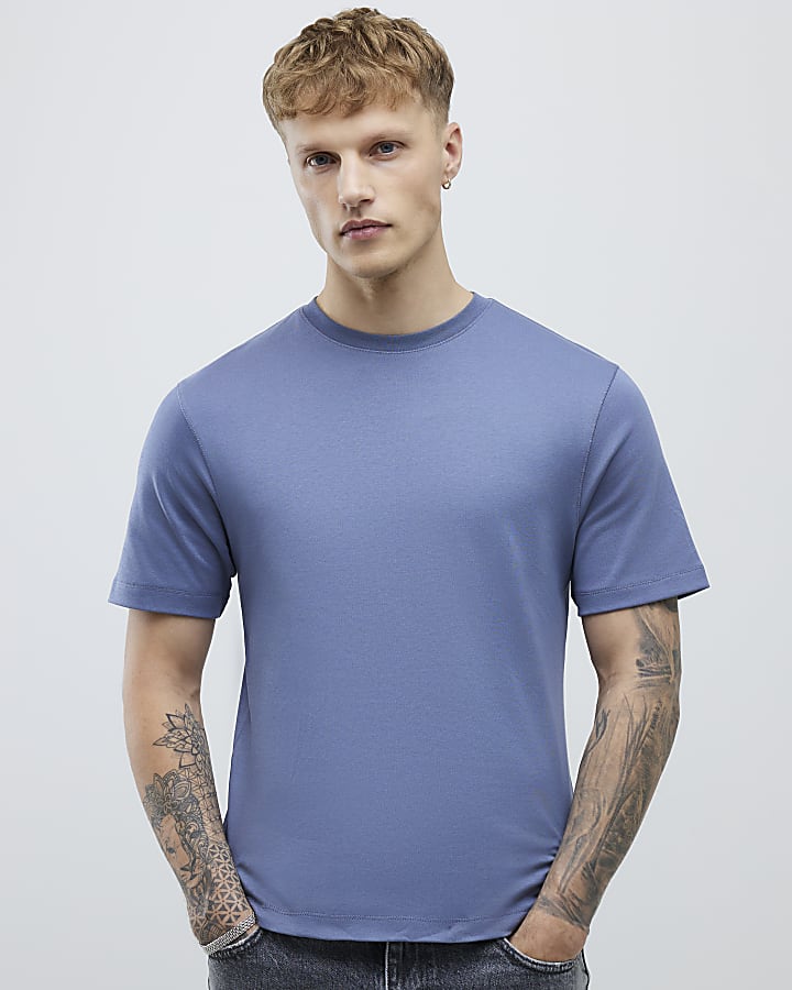 River Island Blue Regular Fit T-Shirt