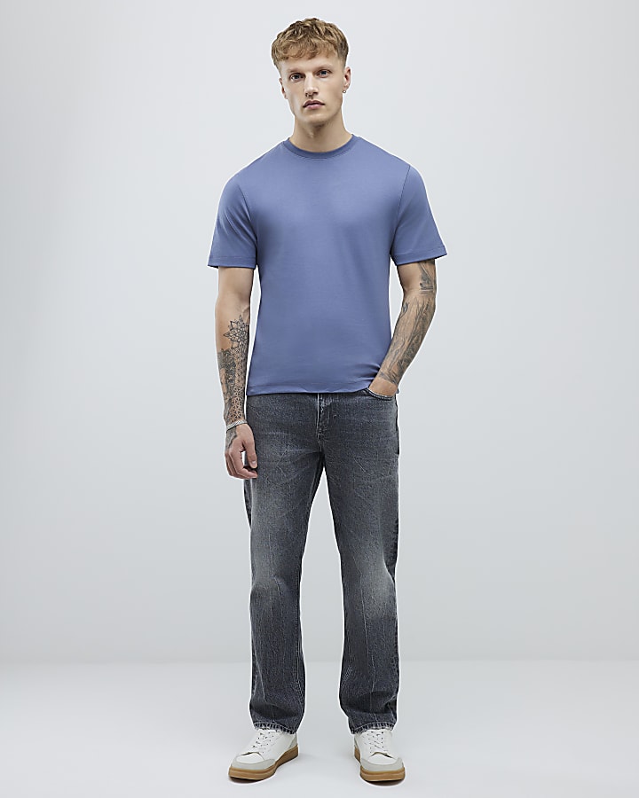 River Island Blue Regular Fit T-Shirt