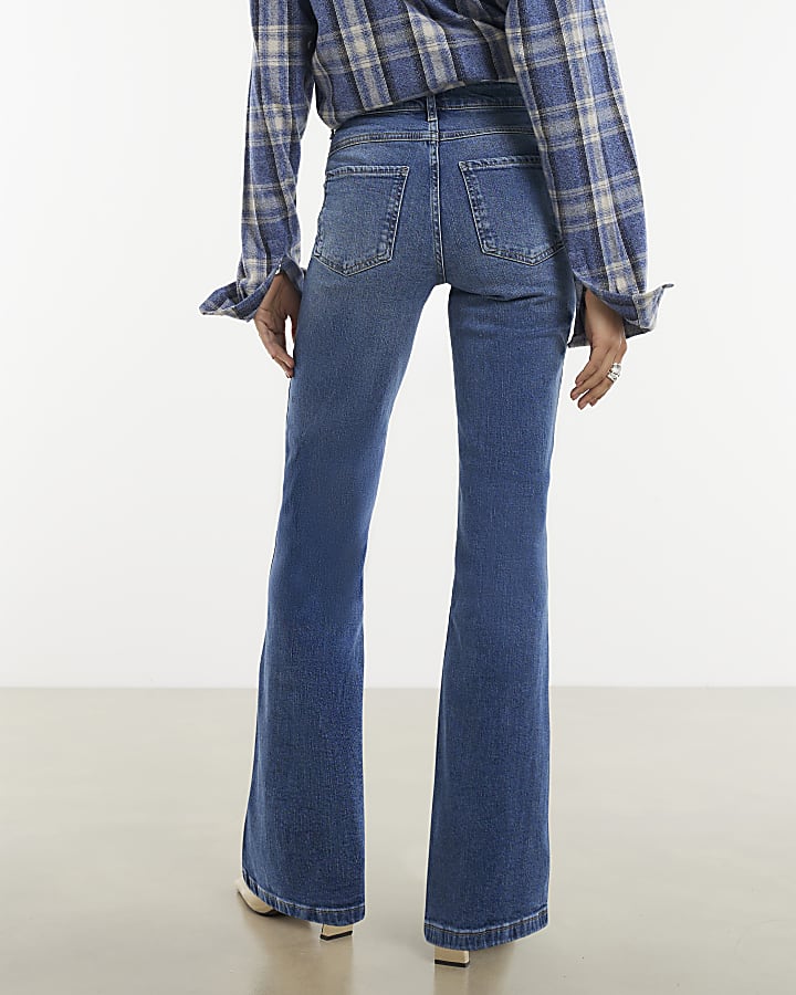 river island Blue Relaxed Flare Jeans