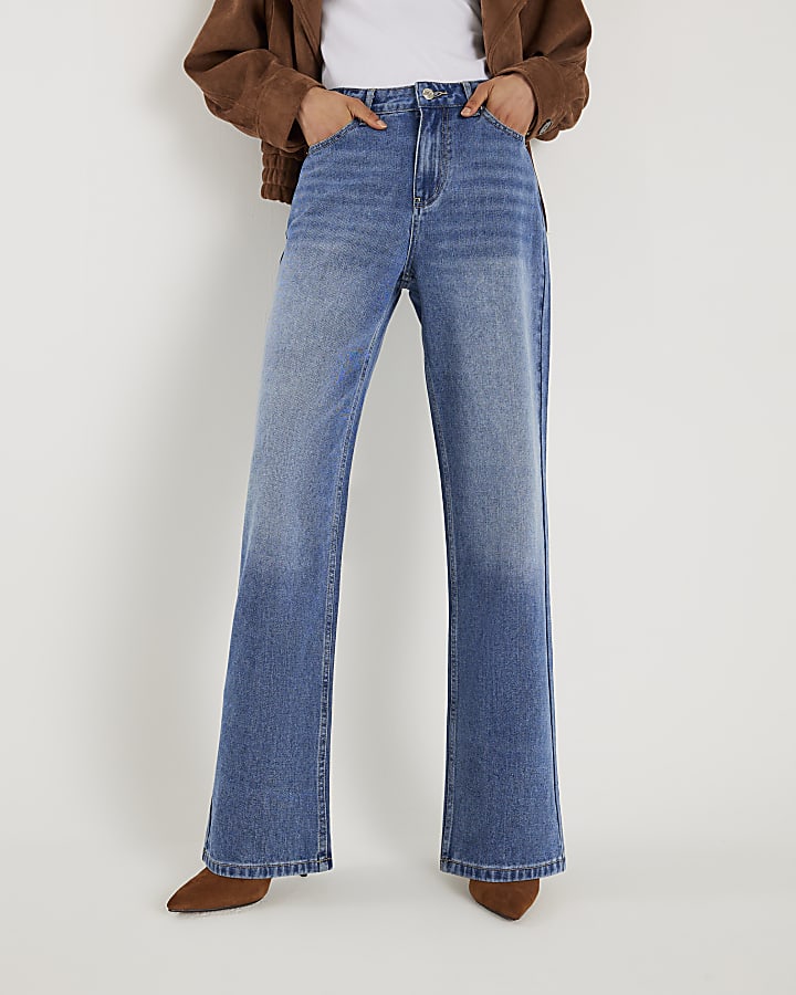 River Island Blue Relaxed Straight Fit Scarf Jeans