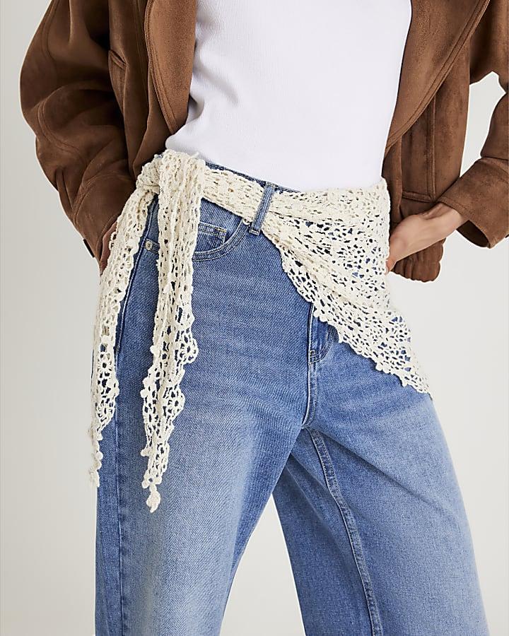 River Island Blue Relaxed Straight Fit Scarf Jeans