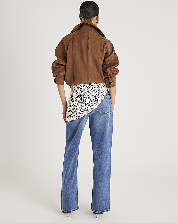 River Island Blue Relaxed Straight Fit Scarf Jeans