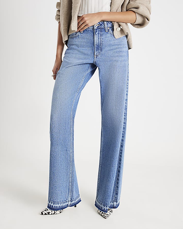 River Island Blue Relaxed Straight Jeans