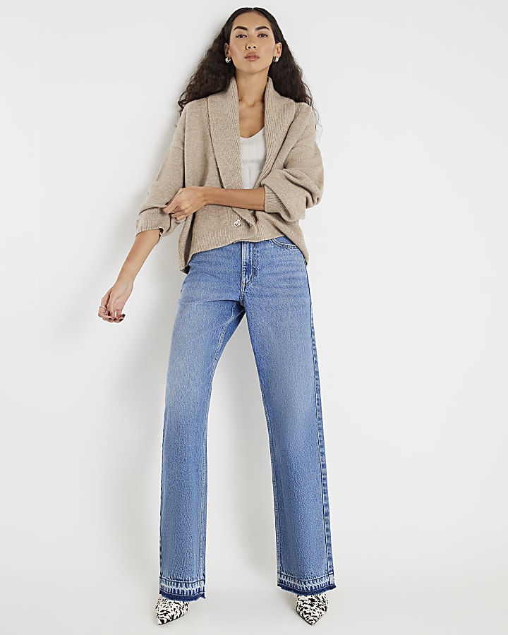 River Island Blue Relaxed Straight Jeans