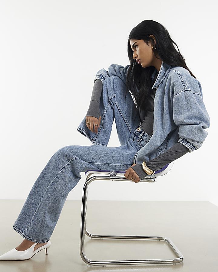 River Island Blue Relaxed Straight Jeans
