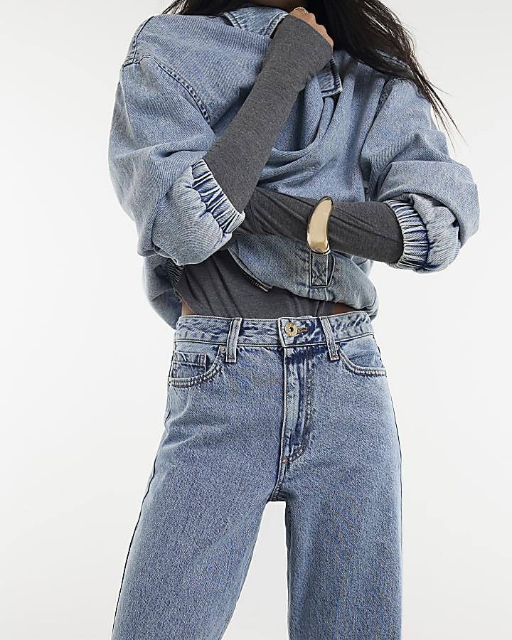 River Island Blue Relaxed Straight Jeans