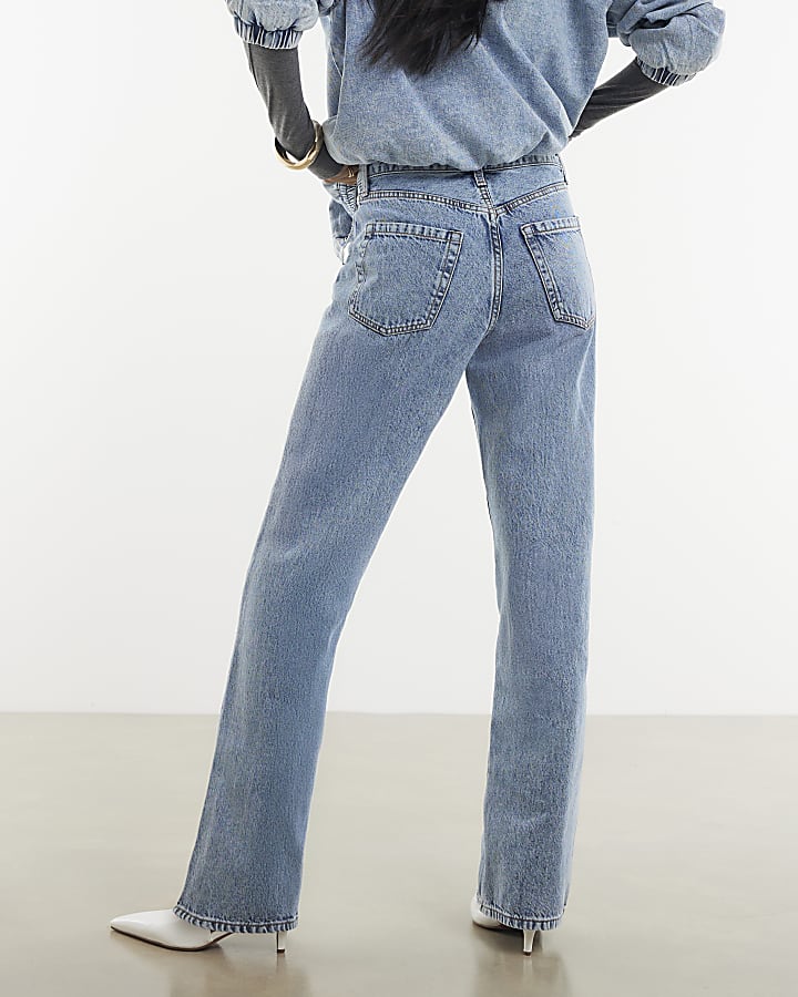 River Island Blue Relaxed Straight Jeans