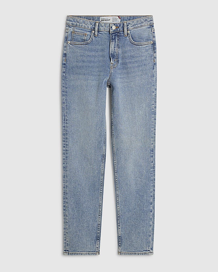 river island Blue Relaxed Straight Jeans