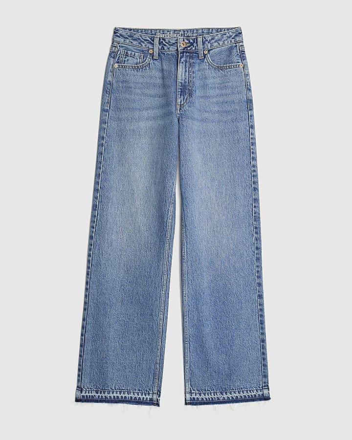 river island Blue Relaxed Straight Jeans